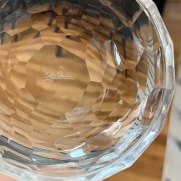 Oleg Cassini Faceted Bowl Preston Honeycomb Pattern Box Cut Round 4.5" Bowl - Picture 3 of 8